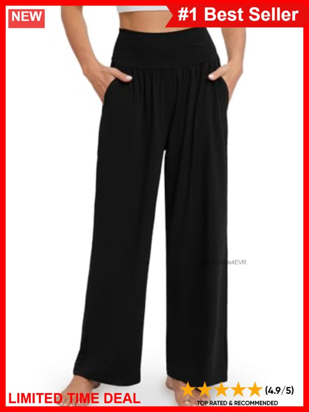 Wide Leg Yoga Lounge Pajama Pants with Pockets High Waist Flowy